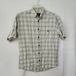 Woolrich Shirt Mens M‎ Blue Plaid Short Sleeve Cotton Pockets Outdoor Hiking
